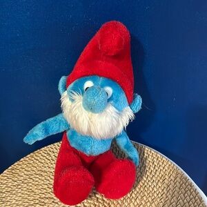 Vintage 1979 Peyo Blue Papa Smurf  11" Firm Plush Stuffed Figure Wallace Berrie